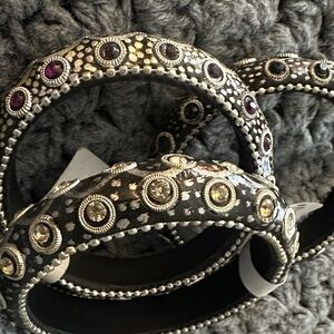Pier 1 Black and Silver Bracelet Set with Purple Highlights